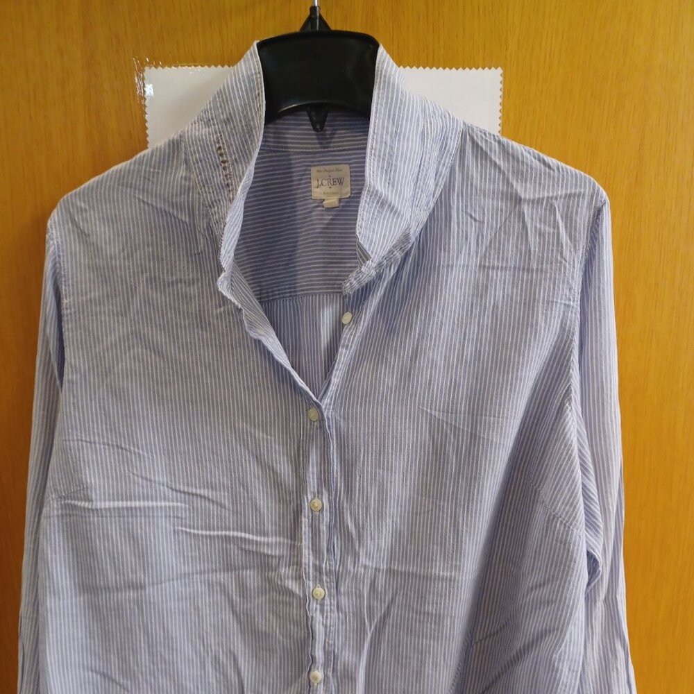 J CREW LONG SLEEVE BLUE STRIPE COTTON ' THE PERFECT SHIRT' SIZE XL